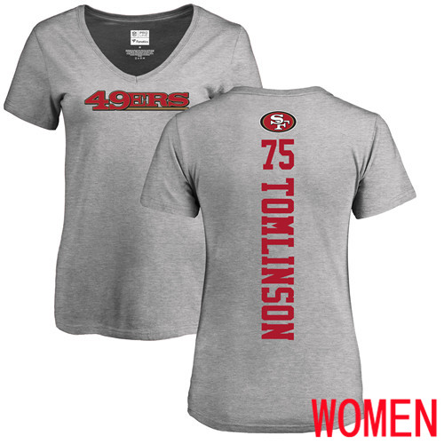 San Francisco 49ers Ash Women Laken Tomlinson Backer #75 NFL T Shirt